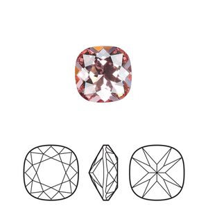 Fancy stone 144pk light rose foil back, Preciosa MAXIMA Czech crystal rhinestone 12mm cushion square
