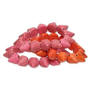 Bracelet mix, stretch, "turquoise" (imitation) resin, mixed colors, 14mm spike, 7 inches. Sold per pkg of 3.