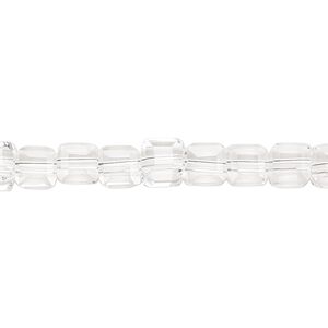 Bead 1pk 18 facets transparent clear, Celestial Crystal® 6mm cube 15.5-16 inch