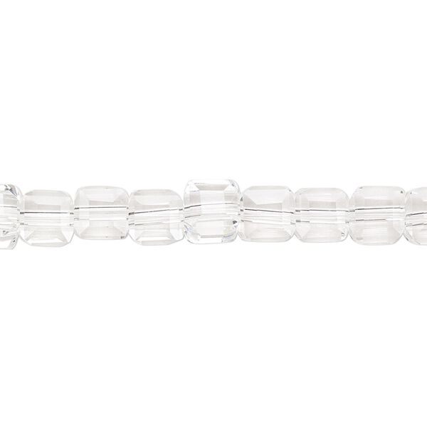 Bead 1pk 18 facets transparent clear, Celestial Crystal® 6mm cube 15.5-16 inch image number 0