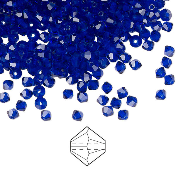 Bead 1440pk cobalt blue, Preciosa Czech crystal 3mm bicone image number 0