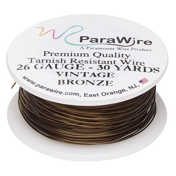 Wire, ParaWire™, vintage bronze-finished copper, round, 26 gauge. Sold per 30-yard spool. image number 0