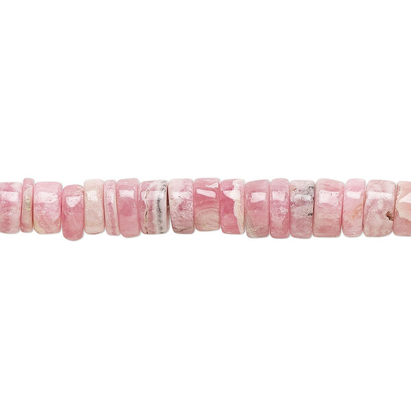 Bead, rhodochrosite (natural), 4x1mm-6x3mm hand-cut rondelle, B grade, Mohs hardness 3-1/2 to 4-1/2. Sold per 8-inch strand, approximately 80-100 beads. image number 0