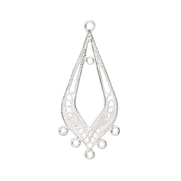 Drop, sterling silver, 29x14mm teardrop with 6 closed loops. Sold individually. image number 0