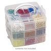 Organizer, acrylic, white and clear, 6-1/4 x 5-3/4 x 5 inches with 3 stackable trays each with compartments. Sold individually. image number 0