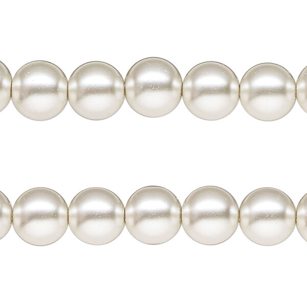 Bead, glass pearl, silver-white, 8mm round. Sold per pkg of pkg of (2) 15-1/2" to 16" strands. image number 0