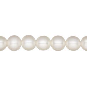 Pearl, White Lotus™, cultured freshwater (bleached), white, 7-8mm semi-round, C grade, Mohs hardness 2-1/2 to 4. Sold per 15-1/2" to 16" strand.