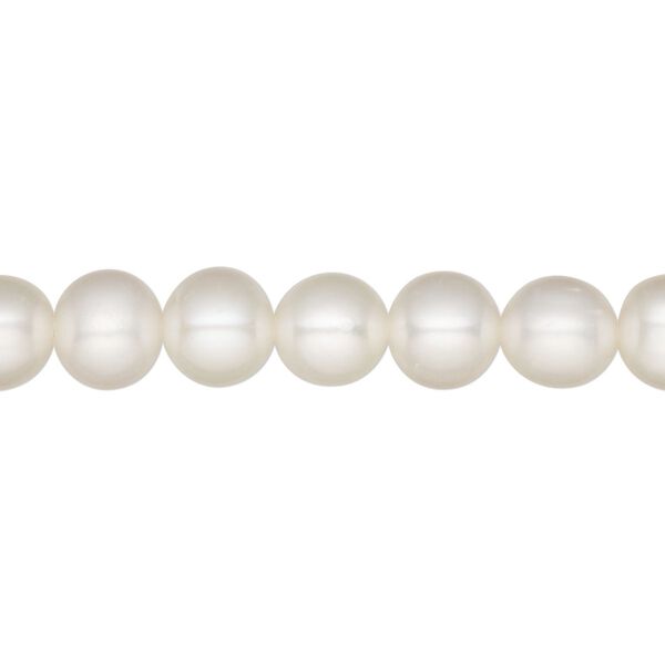 Pearl, White Lotus™, cultured freshwater (bleached), white, 7-8mm semi-round, C grade, Mohs hardness 2-1/2 to 4. Sold per 15-1/2" to 16" strand. image number 0