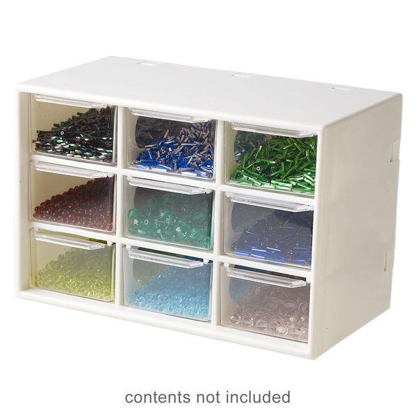 Organizer, plastic, white and clear, 7-1/8 x 4-5/8 x 3-7/8 inches with (9) removable drawers. Sold individually. image number 0