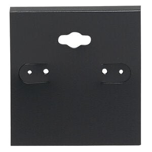 Earring card, PVC plastic, opaque black, 2x2 inch square. Sold per pkg of 100.