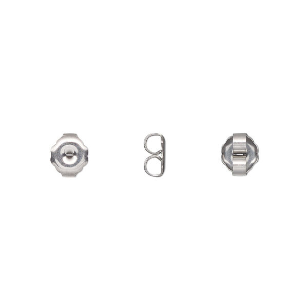 Earnut, stainless steel, 6x5mm scalloped round. Sold per pkg of 100 pairs. image number 0