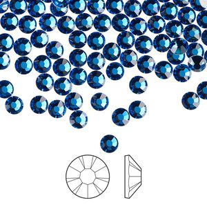 Flat back 144pk Capri blue foil back, Preciosa MAXIMA Czech crystal hotfix rhinestone 3.8-4mm chaton rose round SS16
