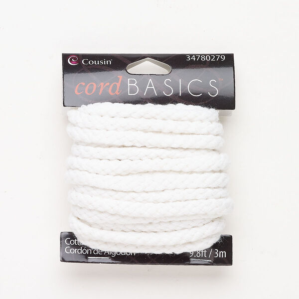 Cotton 1pkg1, braided round cord white 3m 5mm image number 0