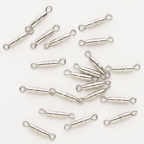 Clasp barrel 1pkg20, 10x3mm oval, antique silver-finished brass 1-strand image number 0