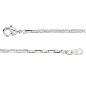 Chain 1pkg1 silver-plated paperclip, 2.3mm / lobster claw clasp, brass 16 inch