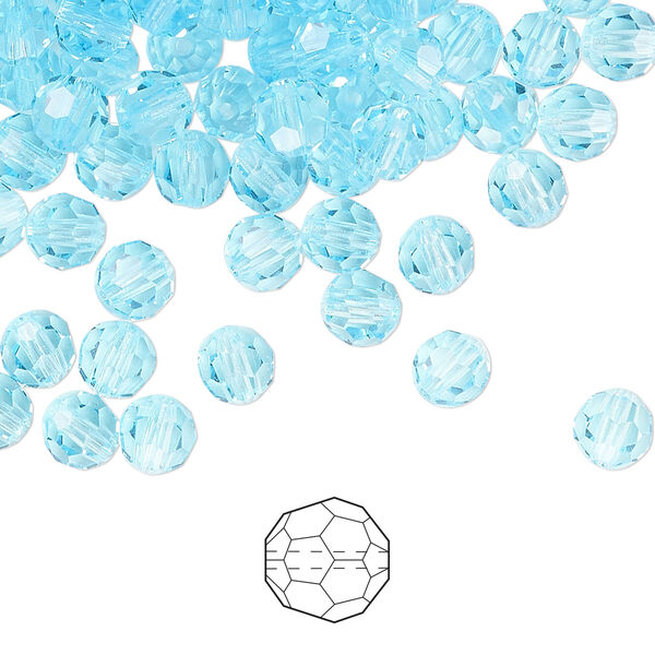 Bead 144pk aqua bohemica, Preciosa Czech crystal 5mm round image number 0
