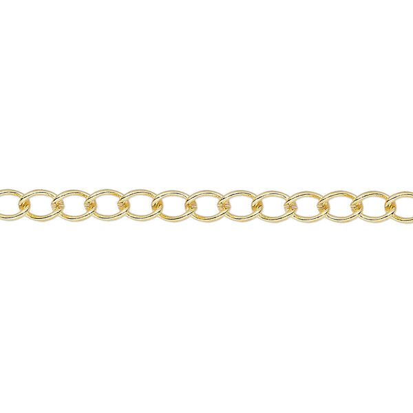Extender chain, gold-plated brass, 3.5mm curb, 3 inches. Sold per pkg of 5. image number 0