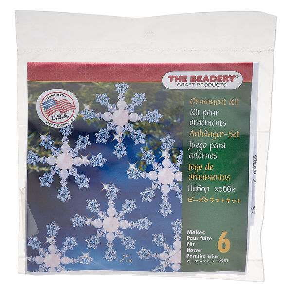 Ornament kit, The Beadery®, plastic, translucent blue and opaque pale blue, snowflake (7006). Sold individually. image number 0