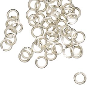 Jump ring, copper / zinc / nickel, nickel silver, 6mm hand-cut round diamond wire, 3.8mm inside diameter, 17 gauge. Sold per pkg of 50.