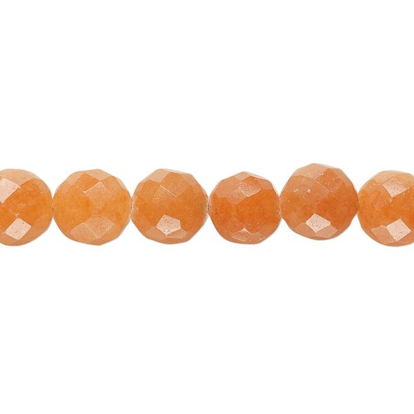 Bead, red aventurine (natural), 8mm hand-cut faceted round, B- grade, Mohs hardness 7. Sold per 8-inch strand. image number 0