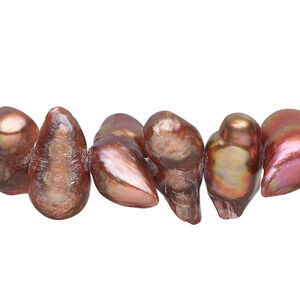 Freshwater pearl 1pkg1, top-drilled baroque, 15 inch dark purple bronze 12x9mm-24x11mm cultured