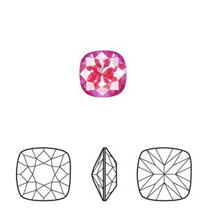 Fancy stone 2pk crystal royal red DeLite, Crystal Passions® 10mm cushion 4470