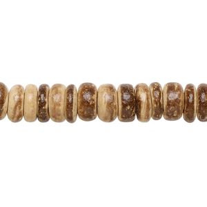 Bead, wood (waxed), light and dark brown, 7x2mm-8x4.5mm hand-cut rondelle. Sold per pkg of (2) 15-1/2" to 16" strands.