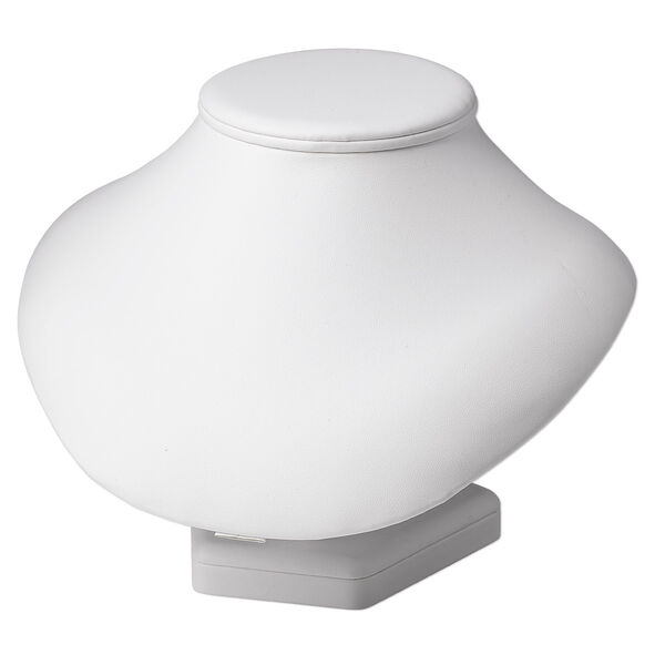 Display, necklace, leatherette, white, 6-3/4 x 8-1/2 x 6-1/2 inch pedestal. Sold individually. image number 0