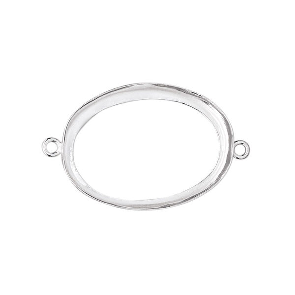 Link, fine silver, 26x19mm open-back oval with 25x18mm oval bezel cup setting. Sold individually. image number 0