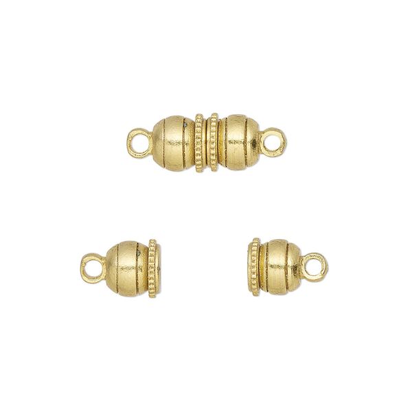 Clasp, magnetic, gold-finished brass, 12x6mm double ball. Sold per pkg 100. image number 0