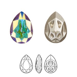 Fancy stone 48pk crystal AB foil back, Swarovski® 18x13mm mirage pear 4390