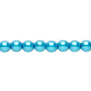 Bead, Czech pearl-coated glass druk, turquoise blue, 6mm round. Sold per 15-1/2" to 16" strand.