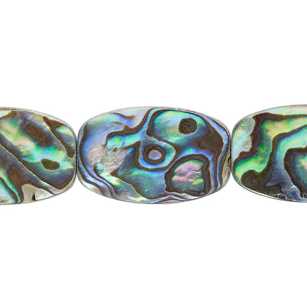Bead, paua shell (assembled), 22x14mm cushion. Sold per 15-1/2" to 16" strand. image number 0