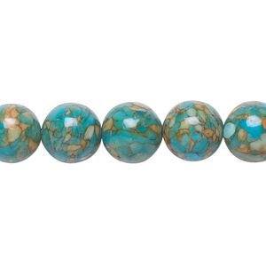 Mosaic "turquoise" (magnesite) 1pkg1, round bead 15.5-16 inch 10mm