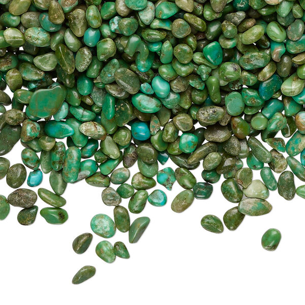 Inlay chip, turquoise (dyed / stabilized), green, mini undrilled chip, 1-14mm, Mohs hardness 5 to 6. Sold per 2-ounce pkg. image number 0