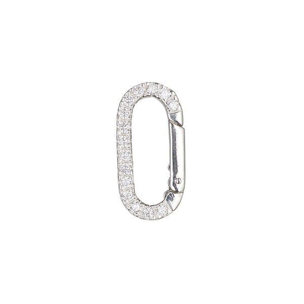Clasp self-closing hook 1pkg1 sterling silver / cubic zirconia 20x10mm oval, clear image number 0