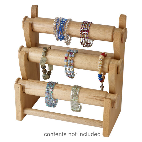 Display, bracelet, lacquered wood, 12 x 11-3/4 x 6-inch three-tier. Sold individually. image number 1