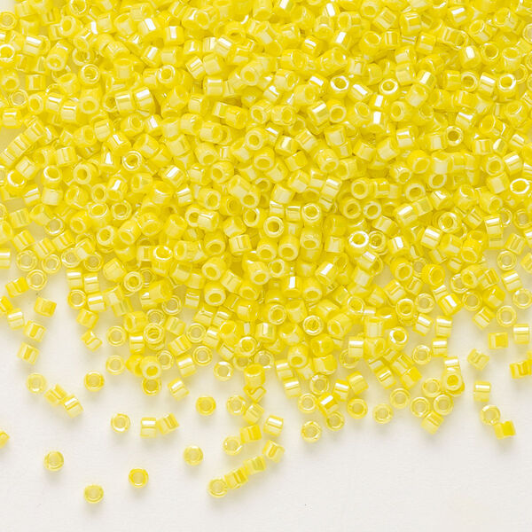 Seed bead, Delica®, glass, pkg/250g, #11 round, opaque rainbow yellow (DB-0160). image number 0