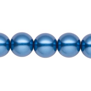 Pearl 1pk metallic blue, Celestial Crystal® 12mm round 15.5-16 inch