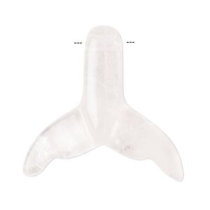Quartz crystal 1pkg1, side-drilled double-sided carved whale tail focal natural 34x32mm