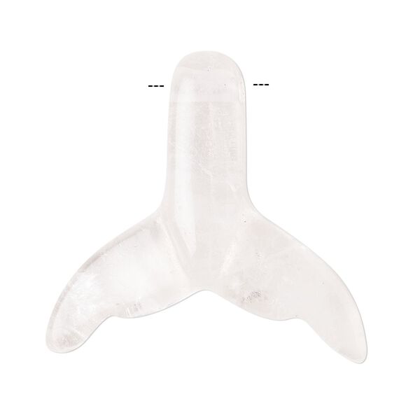Quartz crystal 1pkg1, side-drilled double-sided carved whale tail focal natural 34x32mm image number 0