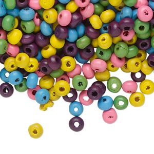 Bead mix, painted Korean boxwood, mixed colors, 4x3mm rondelle. Sold per 50-gram, approximately 2,800 beads.