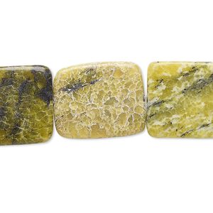 Yellow "turquoise" (serpentine with quartz) 1pkg1, flat square bead natural 8 inch 17x16mm-19x18mm