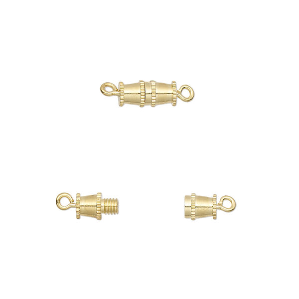 Clasp, barrel, gold-plated brass, 8x4mm. Sold per pkg of 10. image number 0