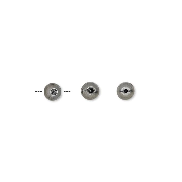 Crimp, Screw-Tite Crimps™, gunmetal-plated copper, 4mm round, for wire up to 0.024 inches. Sold per pkg of 144 (1 gross). image number 0