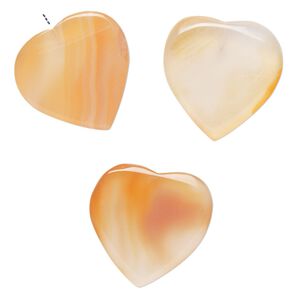 Red agate 1pkg3, half-drilled puffed heart drop 22-24mm