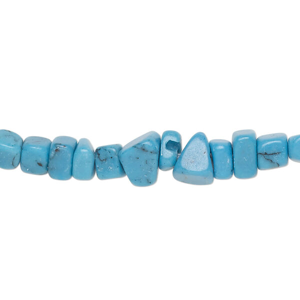 Bead, "turquoise" (resin) (imitation), small chip with 0.6-0.8mm hole. Sold per 32-inch strand, approximately 290-320 beads. image number 0