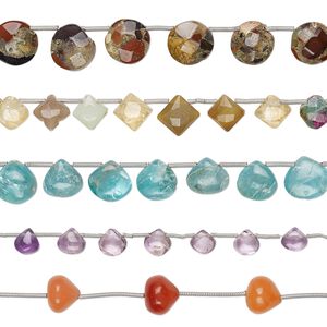 Multi-gemstone 1pkg5, hand-cut mixed shape bead 8 inch mix 6x3mm-14x13mm