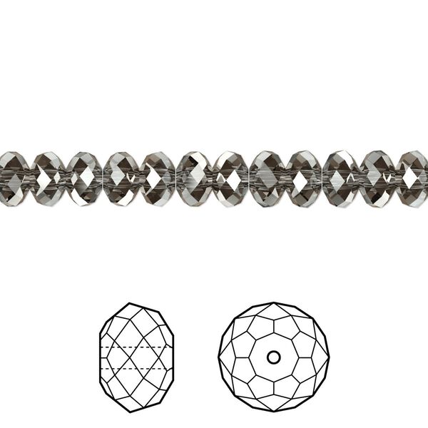 Bead 144pk crystal silver night, Crystal Passions® 6x4mm rondelle 5040 image number 0