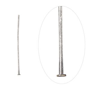 Head pin, antique silver-plated brass, 1 inch, 24 gauge. Sold per pkg of 100.